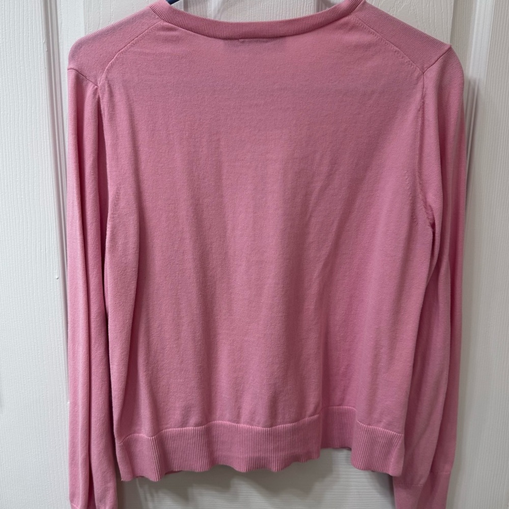 LOFT Pink Button-Front Cardigan – Size L - Picture 2 of 2